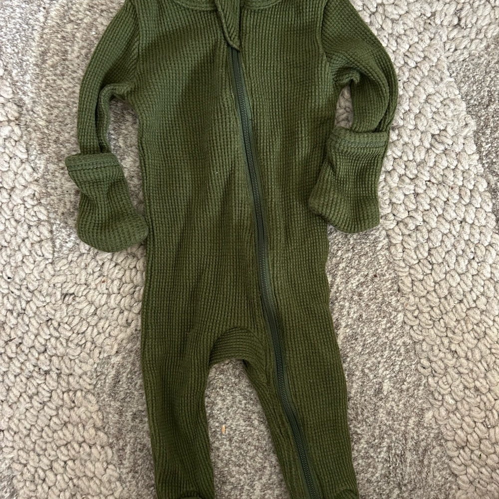 Forest Green Kids Footed One Piece